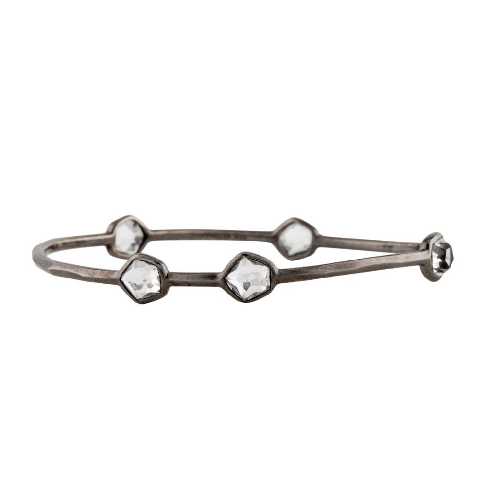 IPPOLITA STERLING SILVER RHODIUM-PLATED QUARTZ 5-STONE BANGLE BRACELET